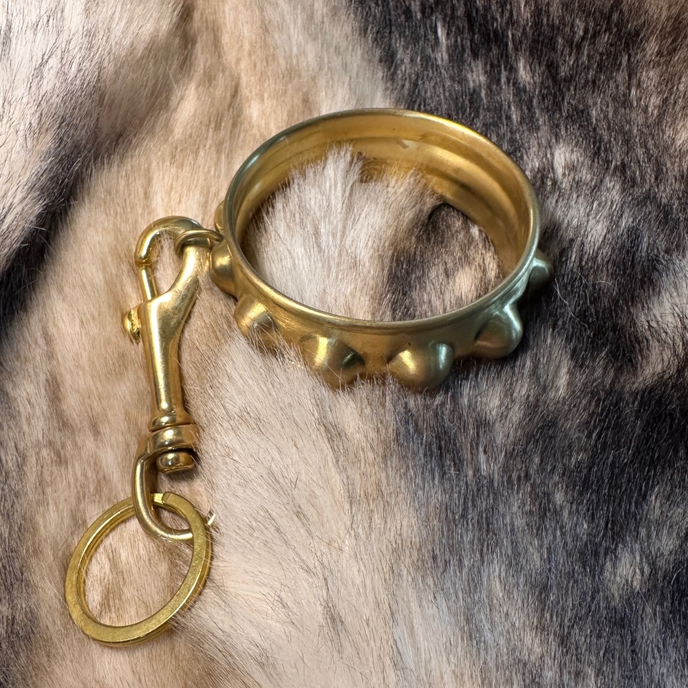 Solid Brass Studded Key Clip Bangle Bracelet